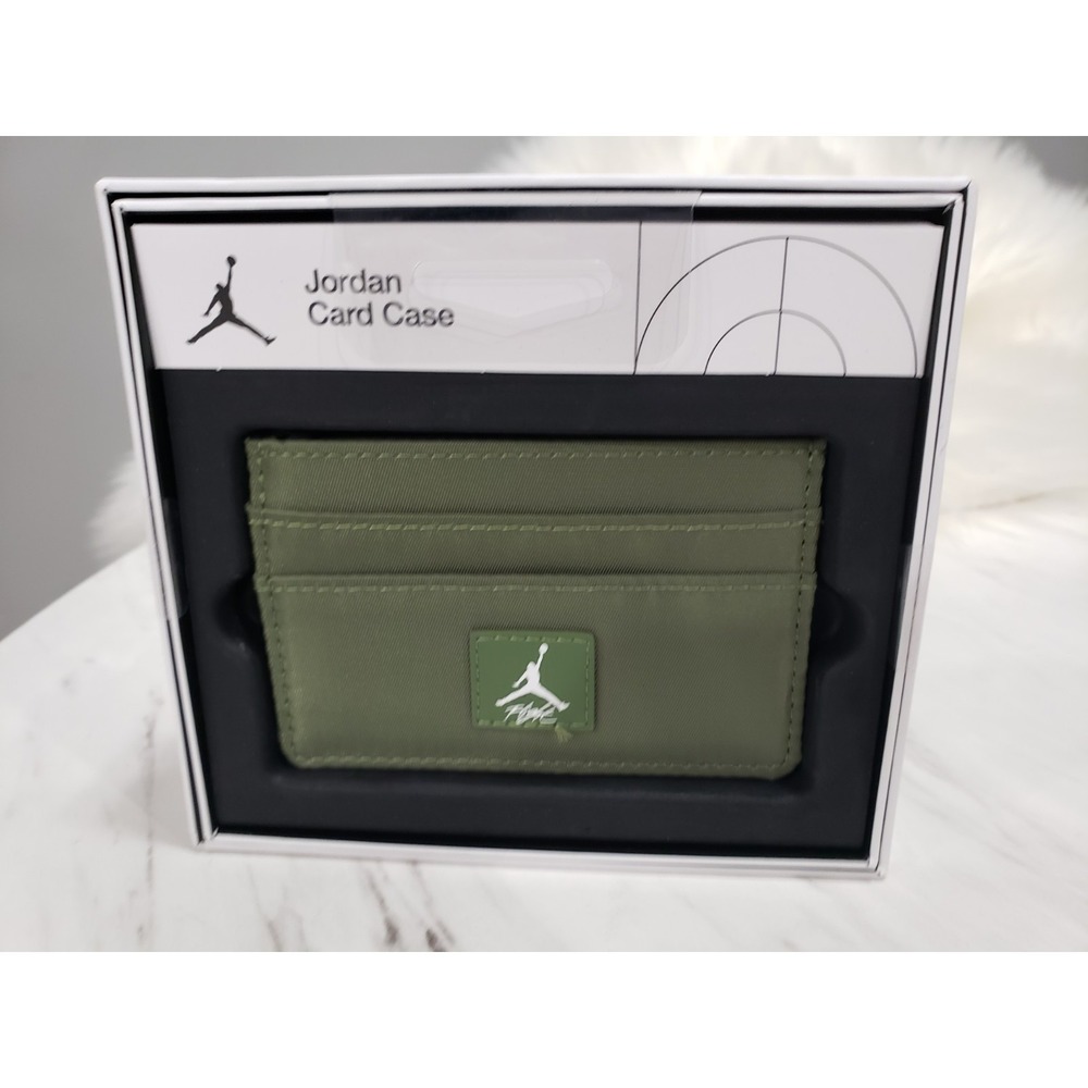 NEW Nike Jordan Flight Credit Card Holder Wallet Case Light Olive Green Men Teen